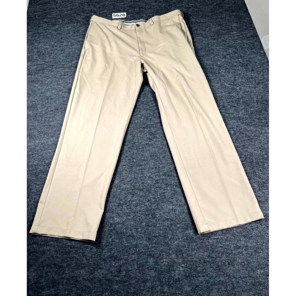Haggar Chino‎ Pants Mens 40x32 khaki Classic Fit Flat Front Wide Leg Outdoor
